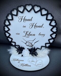 Deko Hochzeit Geschenk mit Kristallen personalisiert